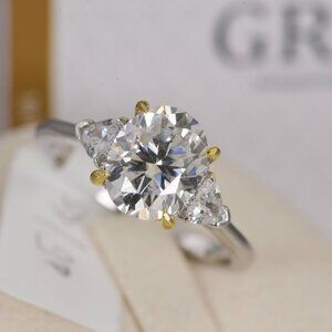 GRA Certified Moissanite 3.0ct Oval Cut Ring 925 Sterling